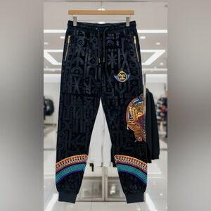 Crooks & Castles Black Multicolor Graphic Joggers
